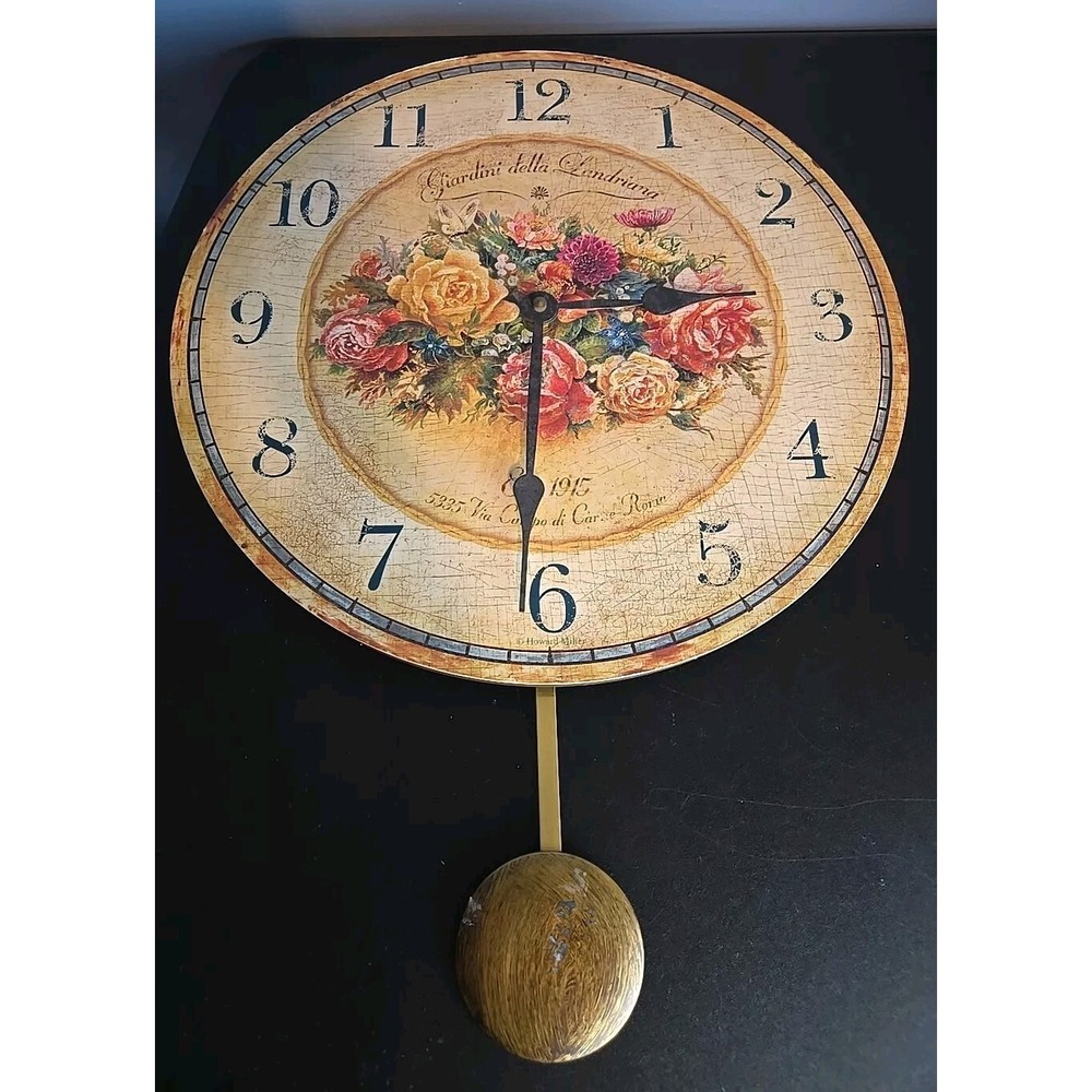Howard Miller A Moment in Time The Garden Italiana Clock 620-403 Pendulum Flower